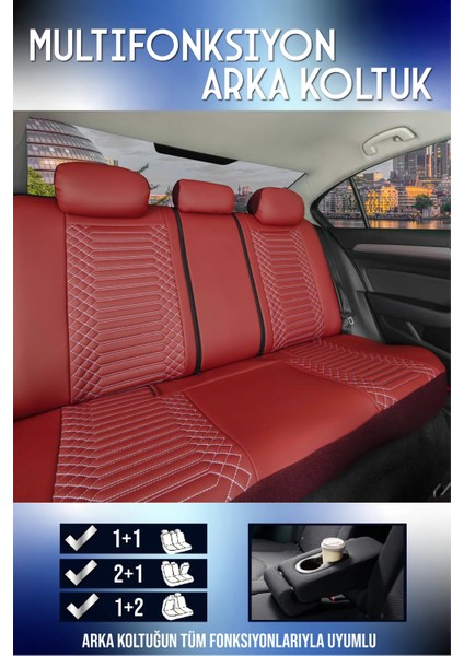 Suzuki Vitera Yeni Lüx Full Deri Oto Koltuk Kılıfı Ön Arka Takım (Exclusive) Bordo