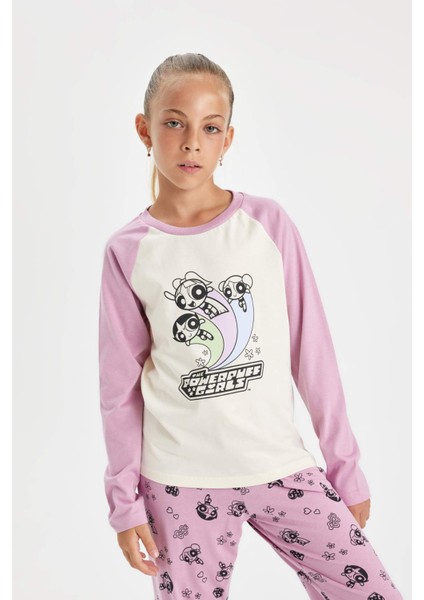 Kız Çocuk Pijama Takımı PowerPuff Girls Uzun Kollu Üst Uzun Alt D4158A824AU