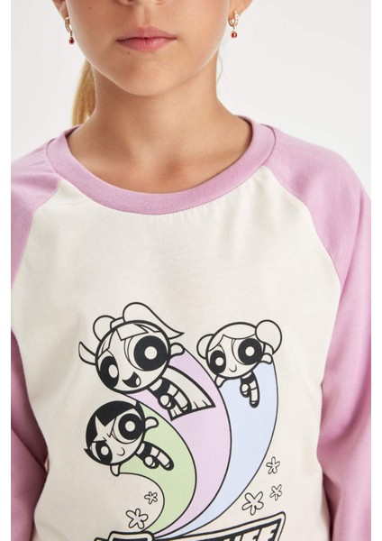 Kız Çocuk Pijama Takımı PowerPuff Girls Uzun Kollu Üst Uzun Alt D4158A824AU