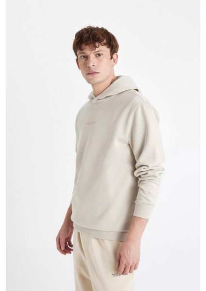 Regular Fit Kapüşonlu Baskılı Sweatshirt C6131AX24AU