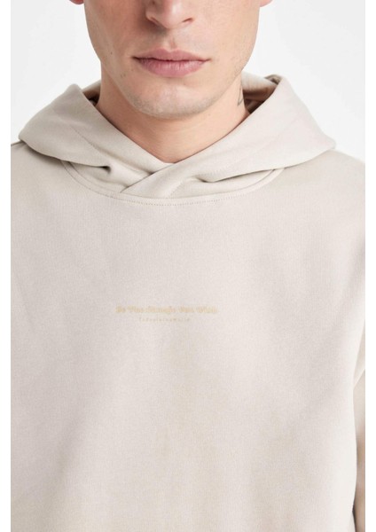 Regular Fit Kapüşonlu Baskılı Sweatshirt C6131AX24AU