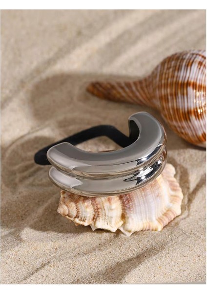 Kadın Gümüş Metal Lastik Toka