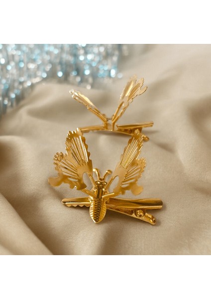 Kadın Altın Kelebek Şeklinde 5 Cm 2 Adet Pens Saç Tokası fiyatları