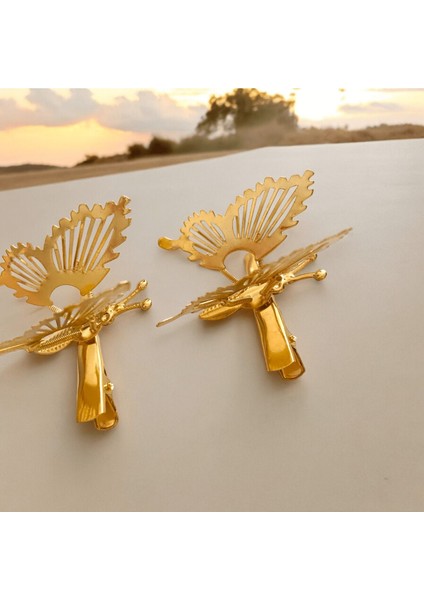 Kadın Altın Kelebek Şeklinde 5 Cm 2 Adet Pens Saç Tokası fırsatları