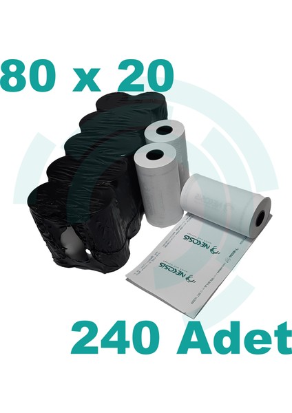 80MM X20M Termal Yazarkasa ve Mini Yazıcı Kağıdı 240 ADET 1 Koli