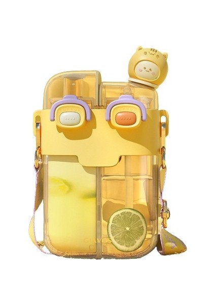 Shop Öğrenciler ve Çocuklar Bölünmüş Bölmeli Çift Suluklar Büyük Kapasiteli Pipetli Bardak Su Bardakları (Yurt Dışından)