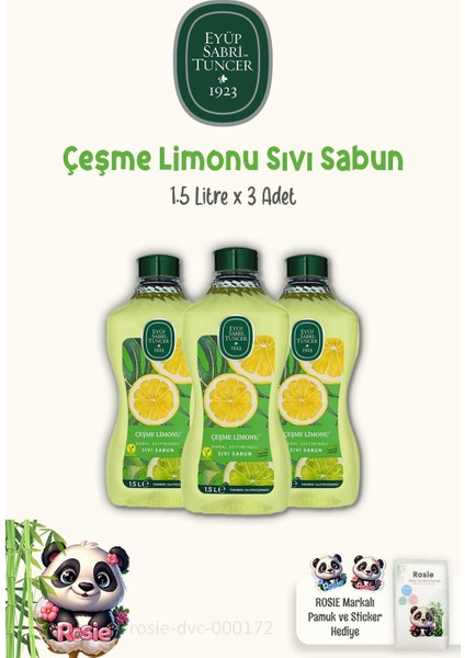 3 Adet Sıvı Sabun Çeşme Limonu Sıvı Sabun 1.5 Lt ve Rosıe