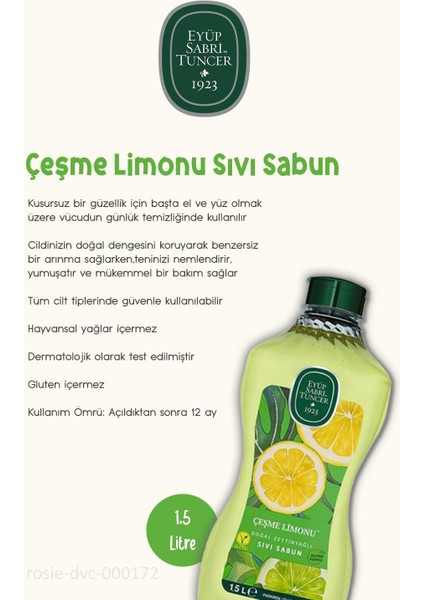 3 Adet Sıvı Sabun Çeşme Limonu Sıvı Sabun 1.5 Lt ve Rosıe fiyatları