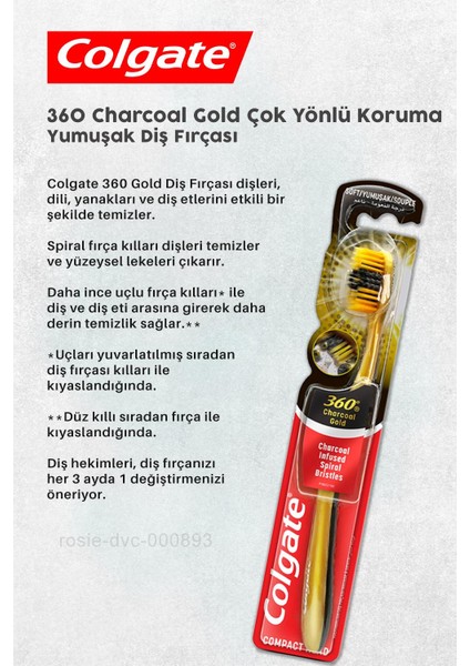 Kafein Kullananlar Için Diş Macunu, 360 Charcoal Diş Fırçası, H.Şakir Adaçayı Şampuan 500 Ml
