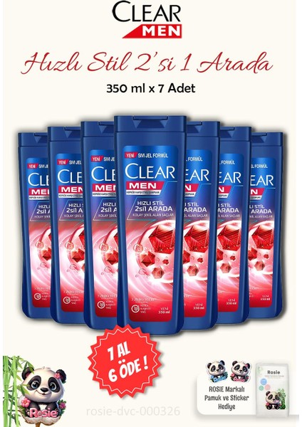 7 Al 6 Öde Clear Men Kepeğe Karşı Etkili Hızlı Stil 2'si 1 Arada Şampuan 350 ml ve Rosıe