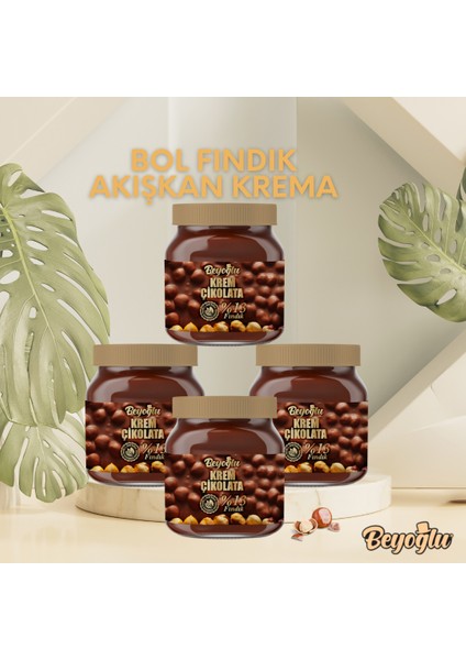 %13 Fındıklı Krem Çikolata 350 GR.*4ADET Cam Kavanoz