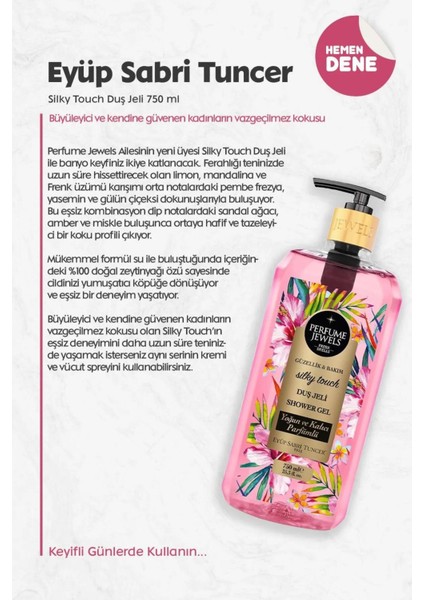 3 Adet Silky Touch Duş Jeli 750 Ml, Rosıe Pamuk Hediye