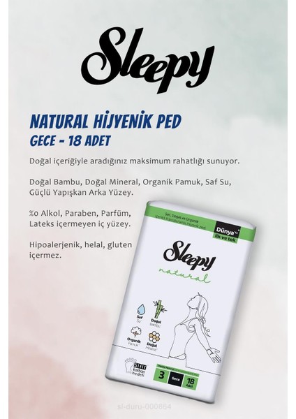 7 Al 6 Öde Sleepy Hijyenik Ped Gece 18 Adet Natural ve Kirpik Kıvırıcı