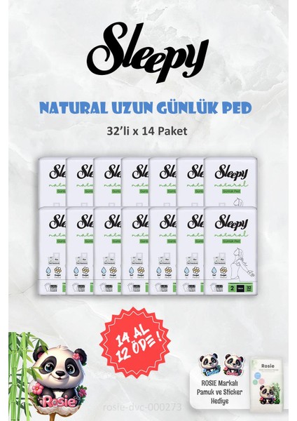 14 Al 12 Öde Sleepy Natural Ultra Hassas Günlük Ped Uzun 32 Adet ve Rosıe