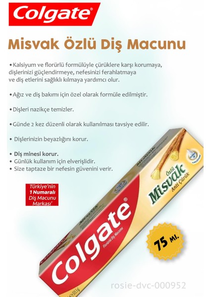 Misvak Özlü Diş Macunu 75 Ml, H. Şakir Saf Doğal Sabun 4 X 150 Gr Ve Rosıe