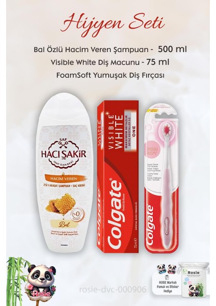Visible White Diş Macunu 75 Ml, Foamsoft Diş Fırçası, H.Şakir Ballı Şampuan 500 Ml