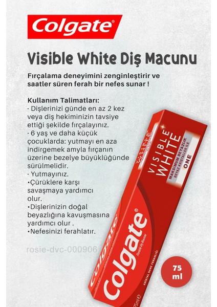 Visible White Diş Macunu 75 Ml, Foamsoft Diş Fırçası, H.Şakir Ballı Şampuan 500 Ml