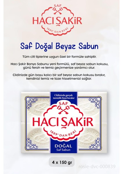 Hacı Şakir Lavanta Dinlendirici Sıvı Sabun 300 Ml, Saf Doğal Sabun 4 X 150 Gr Ve Rosıe