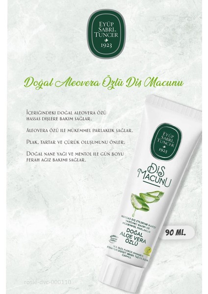 Diş Macunu Aloe Vera Özlü 90 Ml 3 Adet Ve 60'Lı Rosıe Pamuk