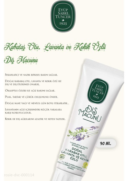 Karabaş Otu, Lavanta Ve Kekik Özlü 90 Ml Diş Macunu Ve Rosıe fiyatları