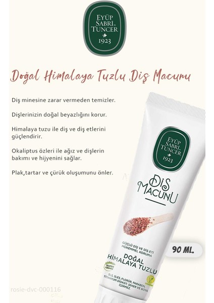 Diş Macunu 3'Lü Himalaya Tuzlu 90 Ml Ve Rosıe Doğal Pamuk 60'Lı fiyatları