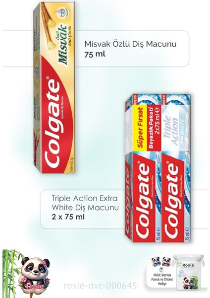 Misvak Özlü 75 Ml, Triple Action Extra White 2 X 75 Ml Diş Macunu Ve Rosıe