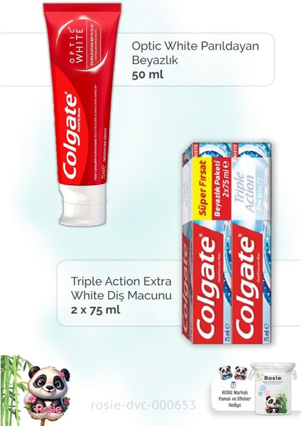 Optic White 50 Ml, Action Extra White 2 X 75 Ml Diş Macunu Ve Rosıe