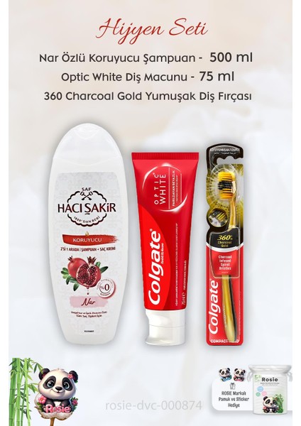 Optic White 50 Ml Diş Macunu, 360 Charcoal Diş Fırçası, H. Şakir Narlı Şampuan 500 Ml