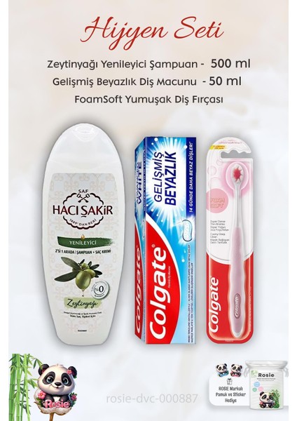 Diş Macunu Gelişmiş Beyazlık 50 Ml, Foamsoft Diş Fırçası, H. Şakir Zeytinyağlı Şampuan 500 Ml