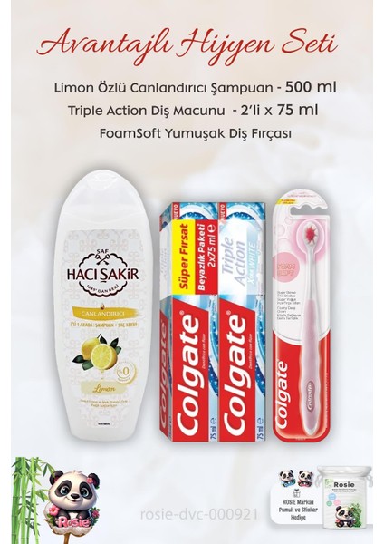 Extra White Diş Macunu 2 X 75 Ml, Foamsoft Diş Fırçası, H.Şakir Limonlu Şampuan 500 Ml