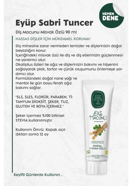 3 Adet Diş Macunu Misvak Özlü 90 Ml Ve Rosıe Pamuk