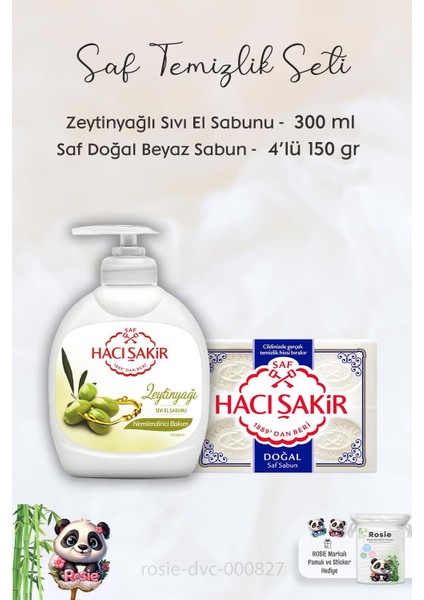 Hacı Şakir Zeytinyağlı  Sıvı Sabun 300 Ml,  Saf Doğal Sabun 4 x 150 gr ve Rosıe