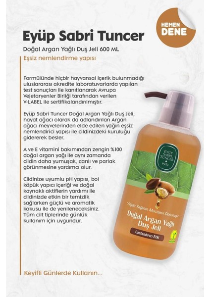 Doğal Argan Yağlı Duş Jeli 600 ml 3 Adet ve Rosıe Pamuk