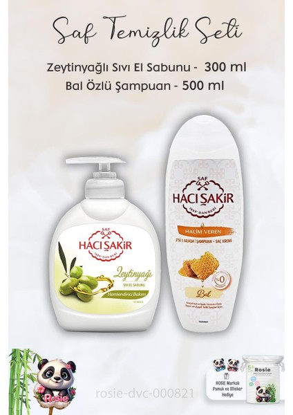 Hacı Şakir Zeytinyağlı Sıvı Sabun 300 Ml, Ballı Şampuan 500 ml ve Rosıe