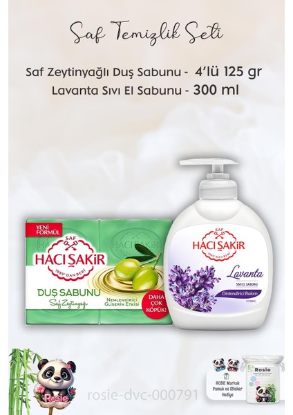 Doğal Saf Geleneksel Beyaz Sabun 4 x 200 Gr, Lavanta Dinlendirici Sıvı Sabun 300 ml ve Rosıe