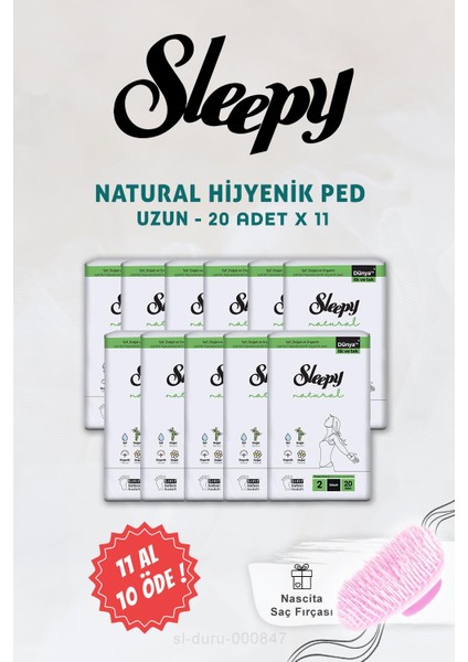 11 Al 10 Öde Natural Ultra Hassas Hijyenik Ped Uzun 20 Li ve Saç Fırçası