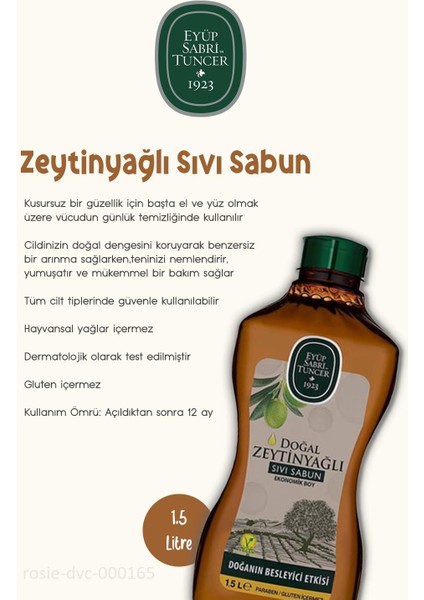 3 Adet Eyüp Sabri Tuncer Doğal Zeytinyağlı Sıvı Sabun 1.5 Lt ve Rosıe Pamuk