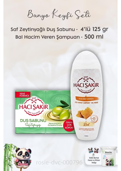 Doğal Saf Geleneksel Beyaz Sabun 4 x 200 Gr, Ballı Şampuan 500 ml ve Rosıe
