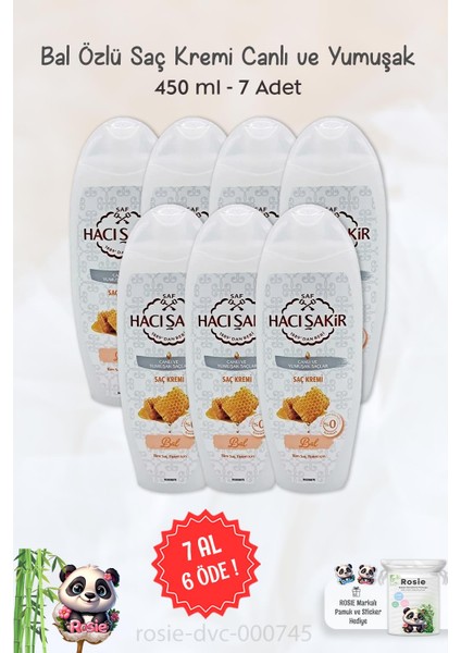 7 Al 6 Öde Hacı Şakir Bal Saç Kremi Canlı ve Yumuşak Saçlar 450 ml ve Rosıe