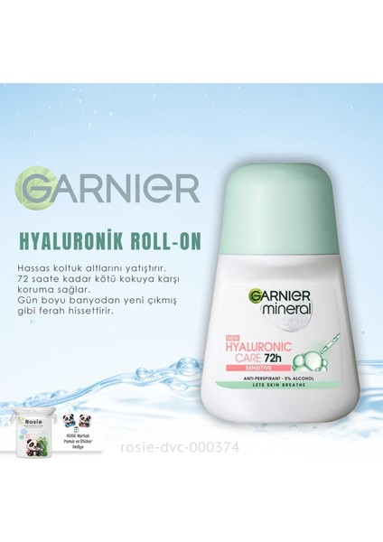 2 Adet Garnier Mineral Hyaluronik Bakım 72H Roll-On 50 ml ve Rosıe