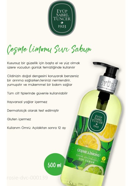3'lü Çeşme Limonu Sıvı Sabun 500 ml ve Rosıe Pamuk 60'lı