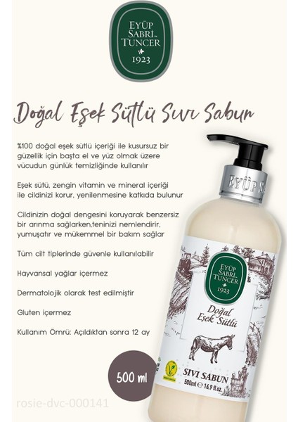 3 Adet Doğal Eşek Sütlü Sıvı Sabun 500 ml ve Rosıe Pamuk 60'lı fiyatları