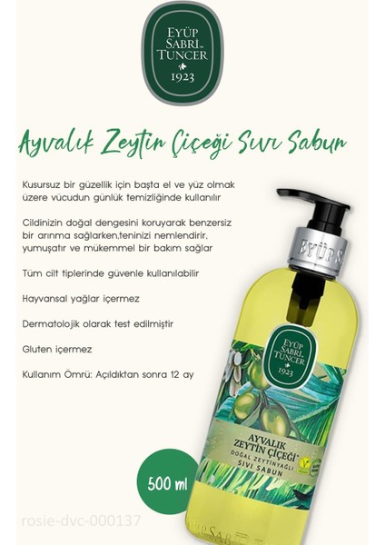 3 Adet Ayvalık Zeytin Çiçeği Sıvı Sabun 500 ml ve Rosıe Pamuk fiyatları
