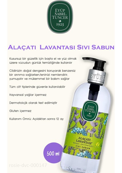 3 Adet Eyüp Sabri Tuncer Alaçatı Lavantası Sıvı Sabun 500 ml ve 60'lı Rosıe Pamuk