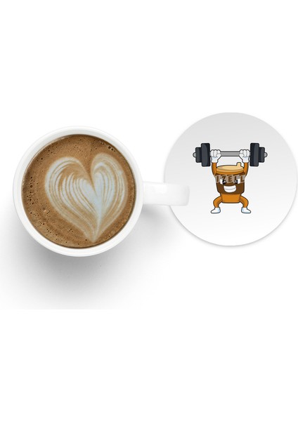 Coffee At Strength Training With Barbell Bardak Altlığı