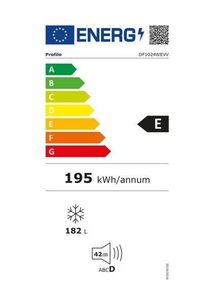 DF1024WEVV E Enerji Sınıfı 182 Lt 6 Çekmeceli Derin Dondurucu