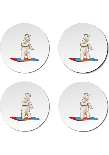 Polar Bear As Snowboarder With Snowboard Bardak Altlığı