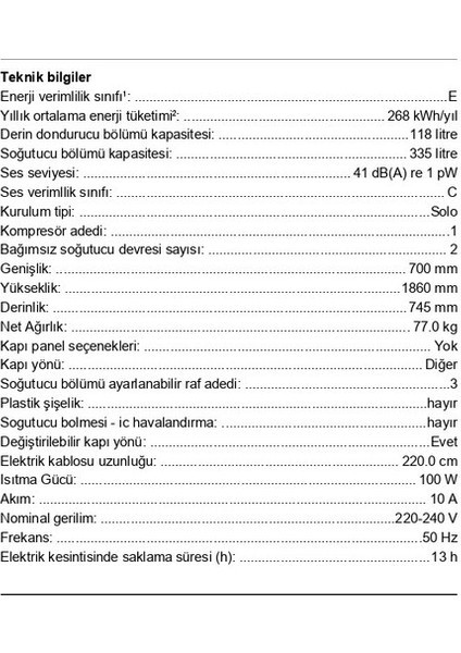 BD2055WENN E Enerji Sınıfı 453 Lt Nofrost Üstten Donduruculu Buzdolabı