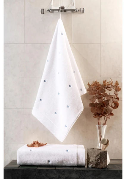 Love Serisi Nakışlı Micro Cotton Banyo Havlu Seti