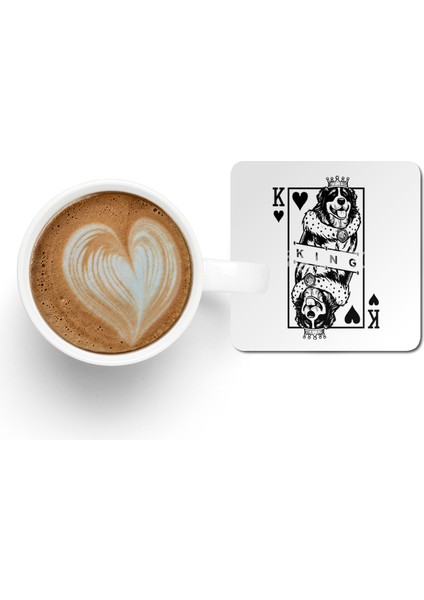 Bernese Mountain Dog King Of Hearts Playing Card Pop Art Bardak Altlığı